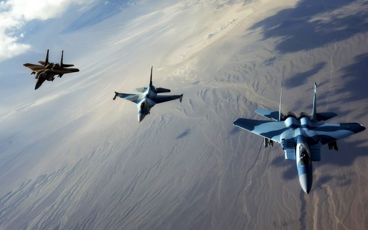 aircraft, McDonnell Douglas F 15 Eagle, General Dynamics F 16 Fighting Falcon HD Wallpaper Desktop Background