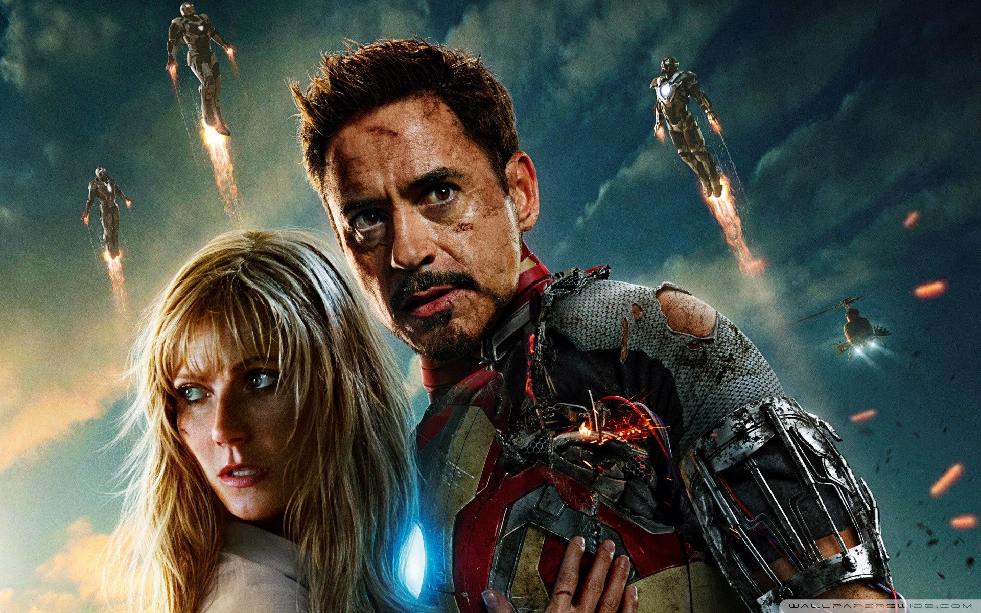 Iron Man, Iron Man 3, Robert Downey Jr., Gwyneth Paltrow, Pepper Potts, Tony Stark Wallpaper