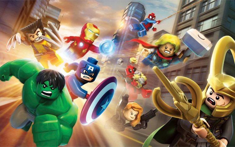 LEGO, The Avengers, Hulk, Loki, Iron Man, Thor, Wolverine, Spider Man, Captain America, Black Widow HD Wallpaper Desktop Background