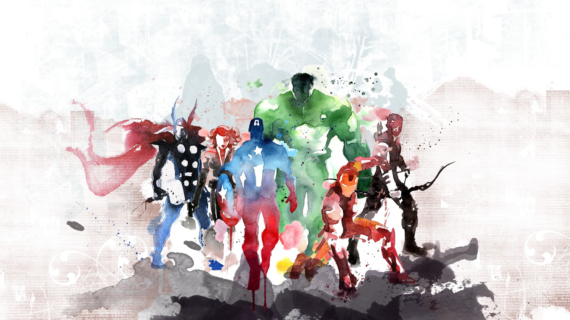 The Avengers, Iron Man, Captain America, Thor, Hulk, Black 