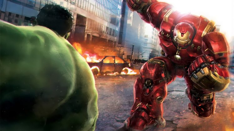Iron Man, Hulk, Avengers: Age of Ultron, Concept art, Battle HD Wallpaper Desktop Background