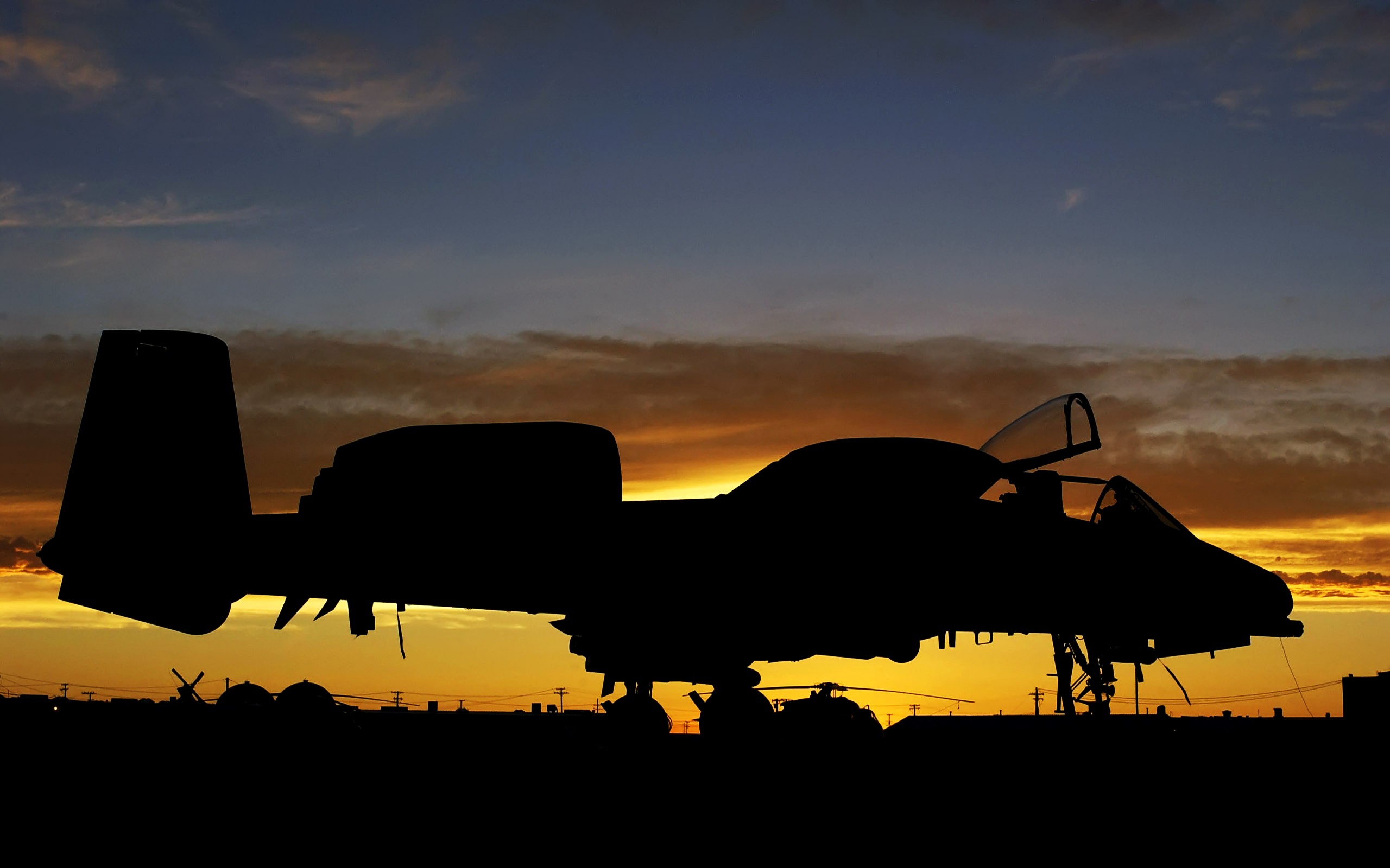 Fairchild A 10 Thunderbolt II, Aircraft, Military aircraft, Silhouette, Sunset Wallpaper