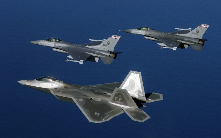 General Dynamics F 16 Fighting Falcon, F 22 Raptor, Military aircraft, Aircraft HD Wallpaper Desktop Background