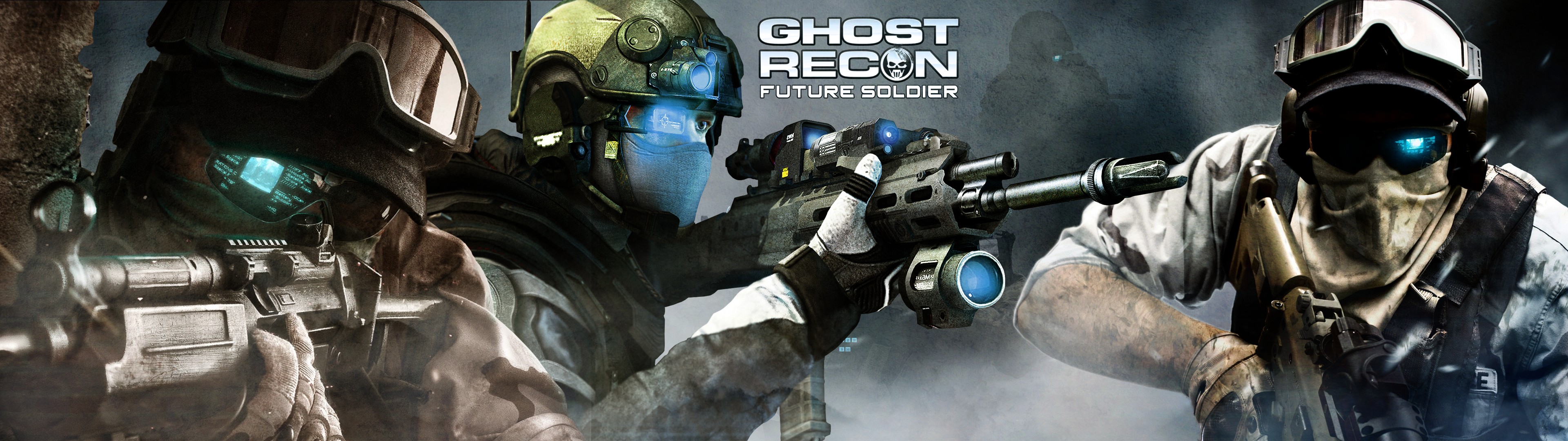 Ghost Recon, Special forces, Tactical, Military, Video games, Smoke, Assault rifle, Dual monitors, Multiple display Wallpaper