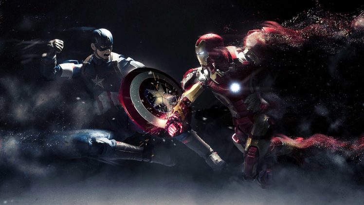 Captain America, Iron Man, Battle HD Wallpaper Desktop Background
