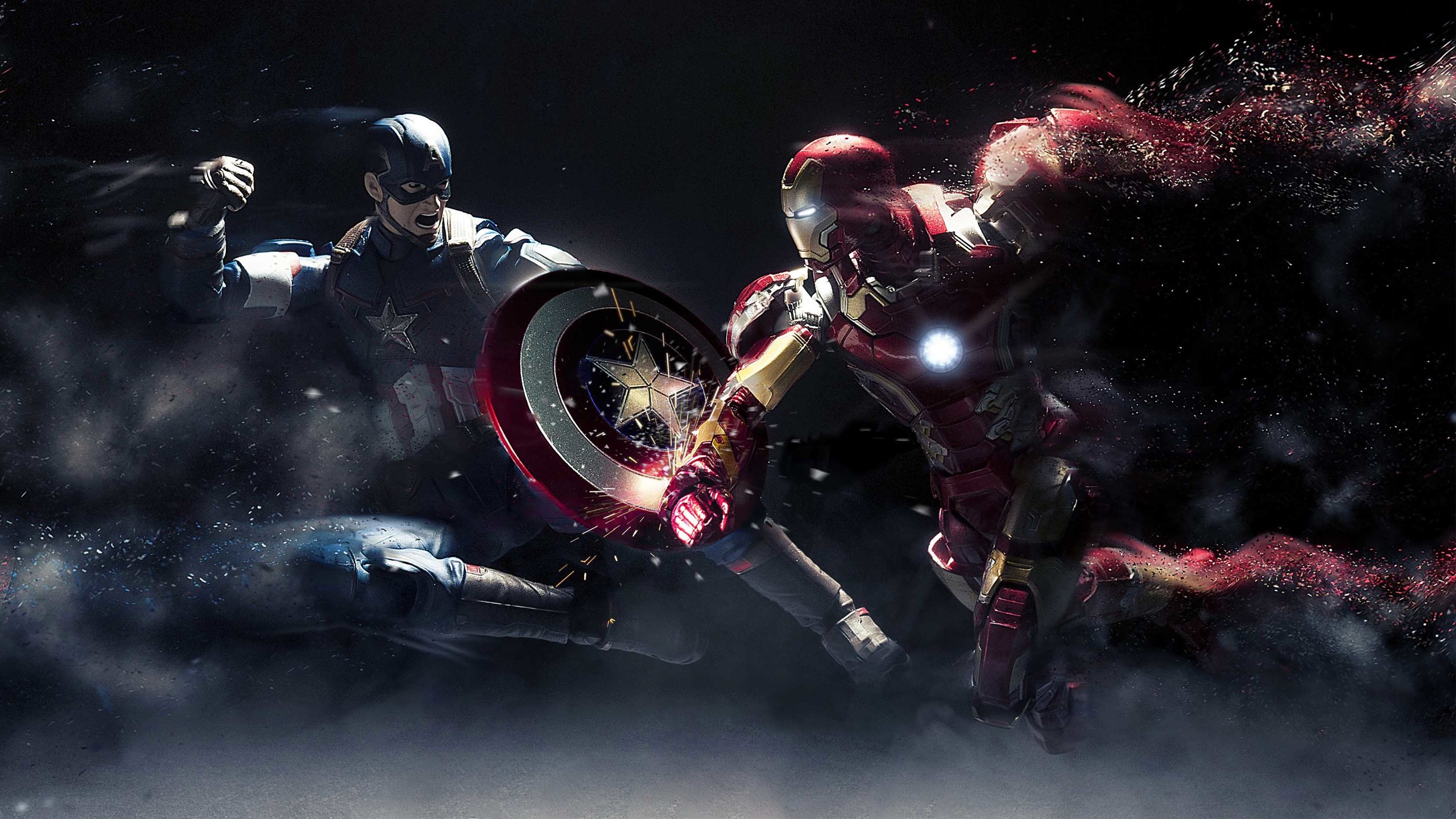 Captain America, Iron Man, Battle Wallpaper