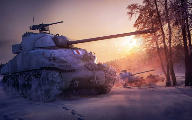M4 Sherman, World of Tanks, Video games, Military, Snow, Forest HD Wallpaper Desktop Background
