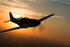 military aircraft, Aircraft, Sunset, Silhouette, North American P 51 Mustang