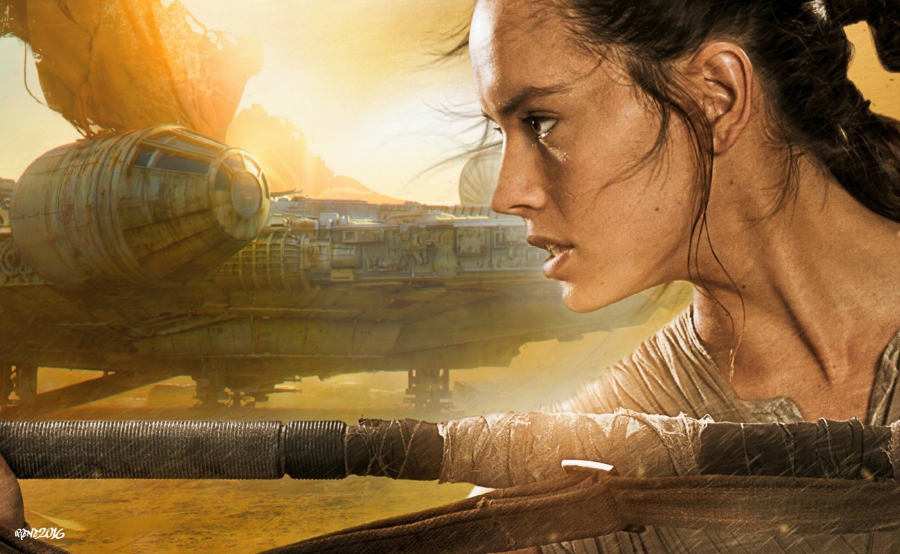 Daisy Ridley, Rey, Star Wars: The Force Awakens, Millennium Falcon Wallpaper