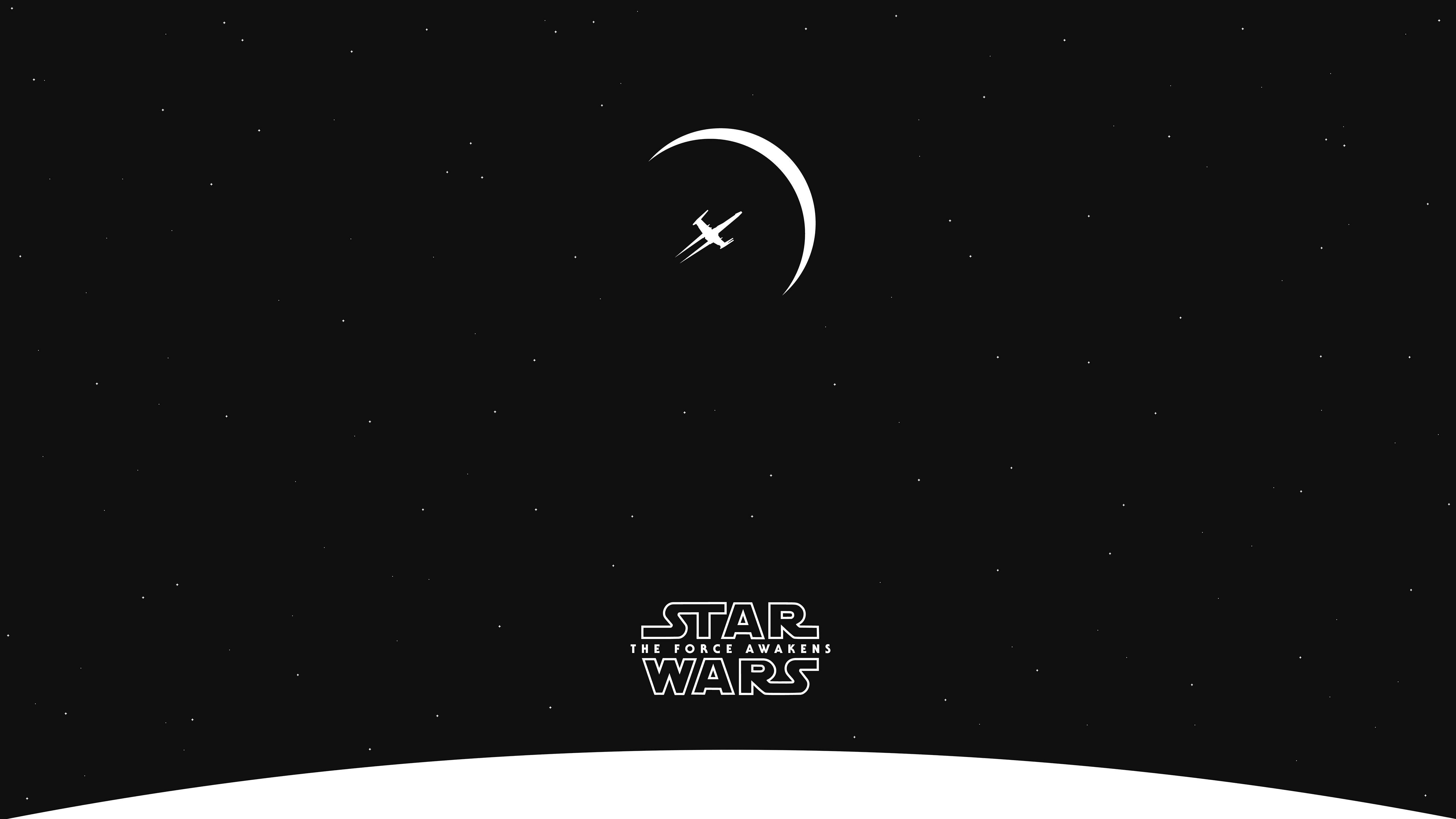 Star Wars: The Force Awakens, Star Wars, Minimalism, X wing, Stars, Planet, Space Wallpaper