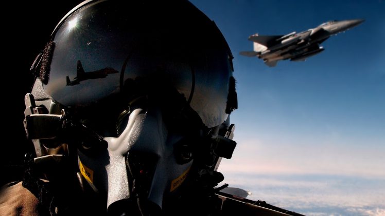 pilot, Jet, Reflections, Clouds, Helmet, Aircraft, Military aircraft, McDonnell Douglas F 15 Eagle HD Wallpaper Desktop Background