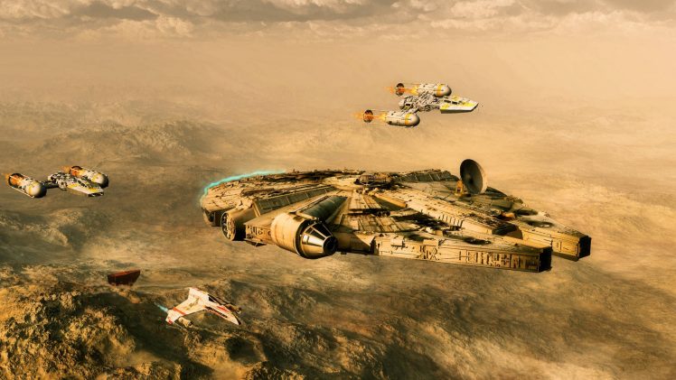 Star Wars, Millennium Falcon, Y Wing HD Wallpaper Desktop Background