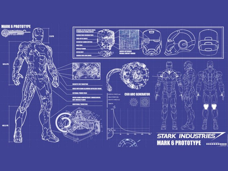 Stark Industries, Iron Man, Drawing, Sketches, Robot, Infographics HD Wallpaper Desktop Background