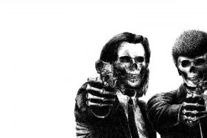 Pulp Fiction, Movies, Simple background, Skull, Drawing, White background