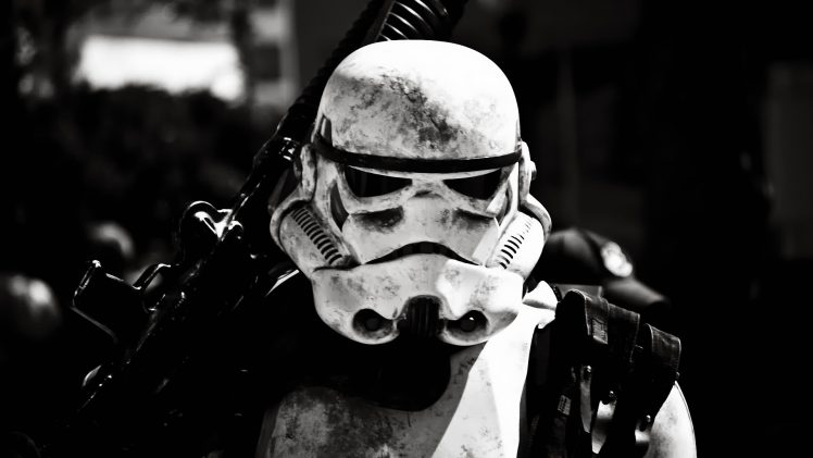 stormtrooper, Soldier, Star Wars, Monochrome, Helmet, Dirt, Galactic Empire, Science fiction HD Wallpaper Desktop Background
