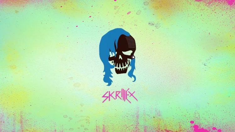 Suicide Squad, Skrillex, Green, Skull, Pink, Blue, Dubstep, Movies HD Wallpaper Desktop Background