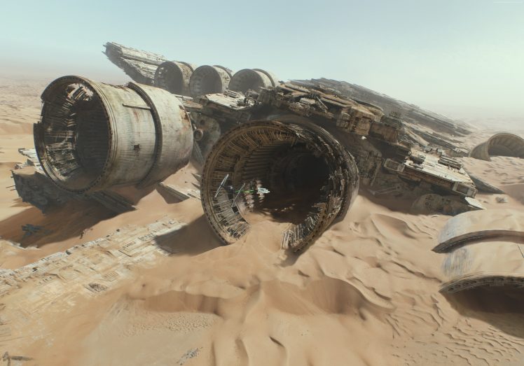 Star Wars, Star Wars: The Force Awakens, Star Destroyer, Desert, Crash HD Wallpaper Desktop Background