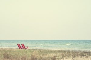 sea, Horizon, Sky, Water, Chair, Coast