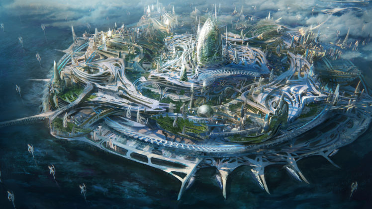 digital art, Science fiction, Island, Futuristic city Wallpapers ...
