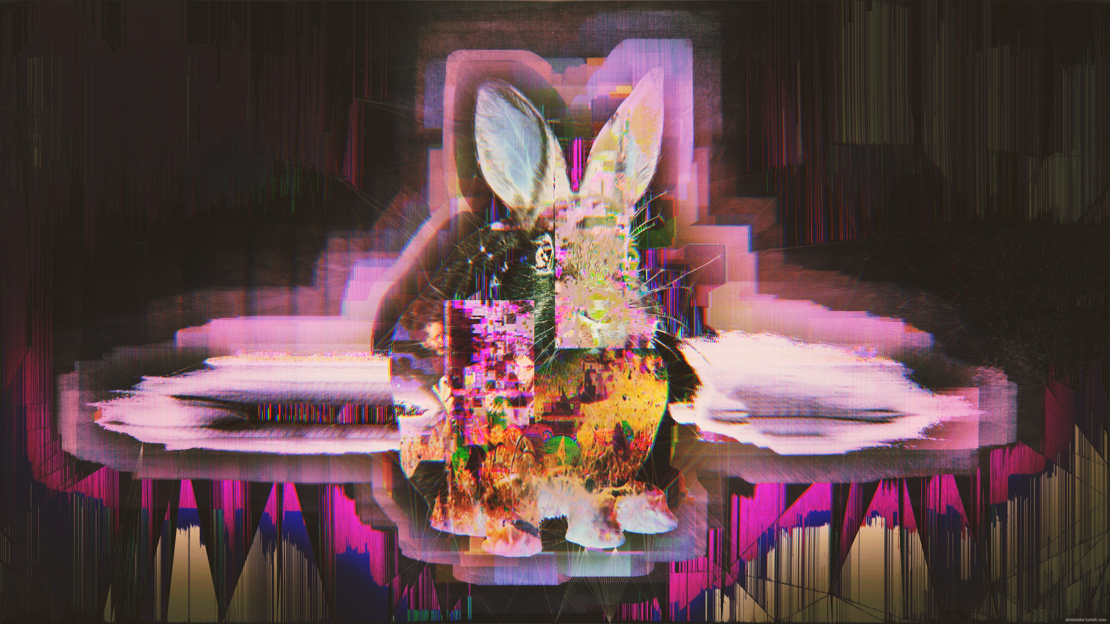 glitch art, Abstract, Rabbits Wallpaper