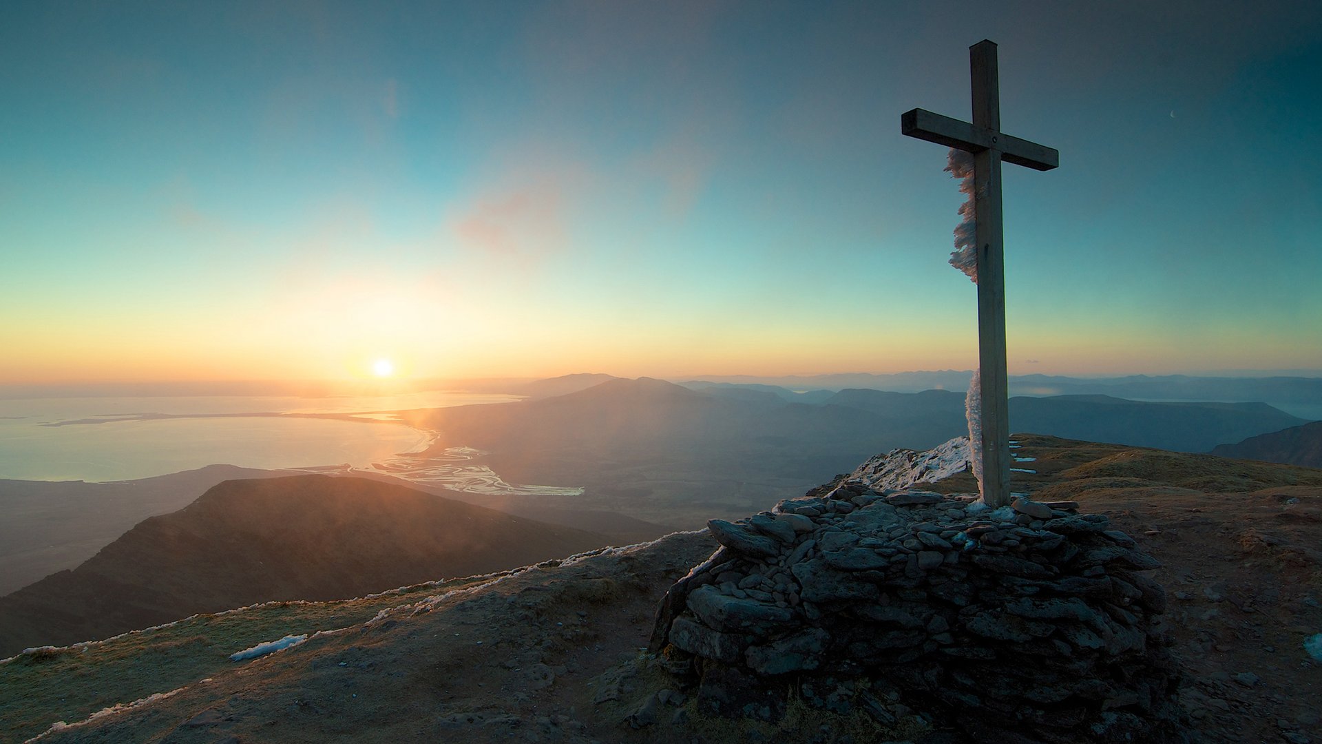 cross, Sunset, Landscape, Sky, Nature, Mountains, Catholic Wallpapers HD / Desktop...