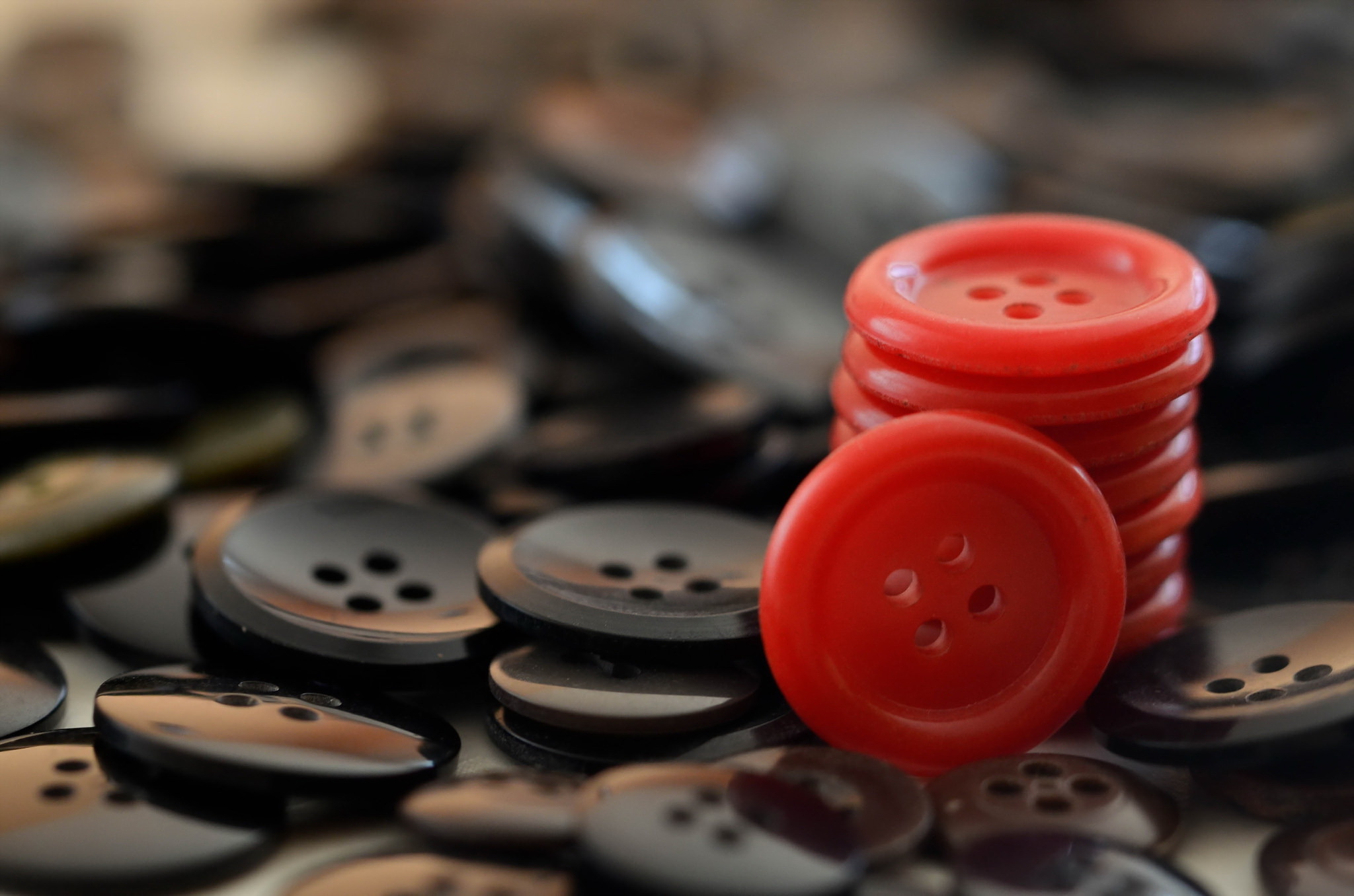 buttons, Macro, Black, Red Wallpaper