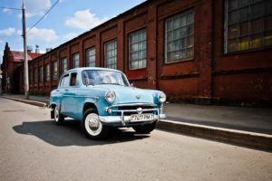 blue cars, Old, Car, Vehicle, Road, Moskvich, Vintage