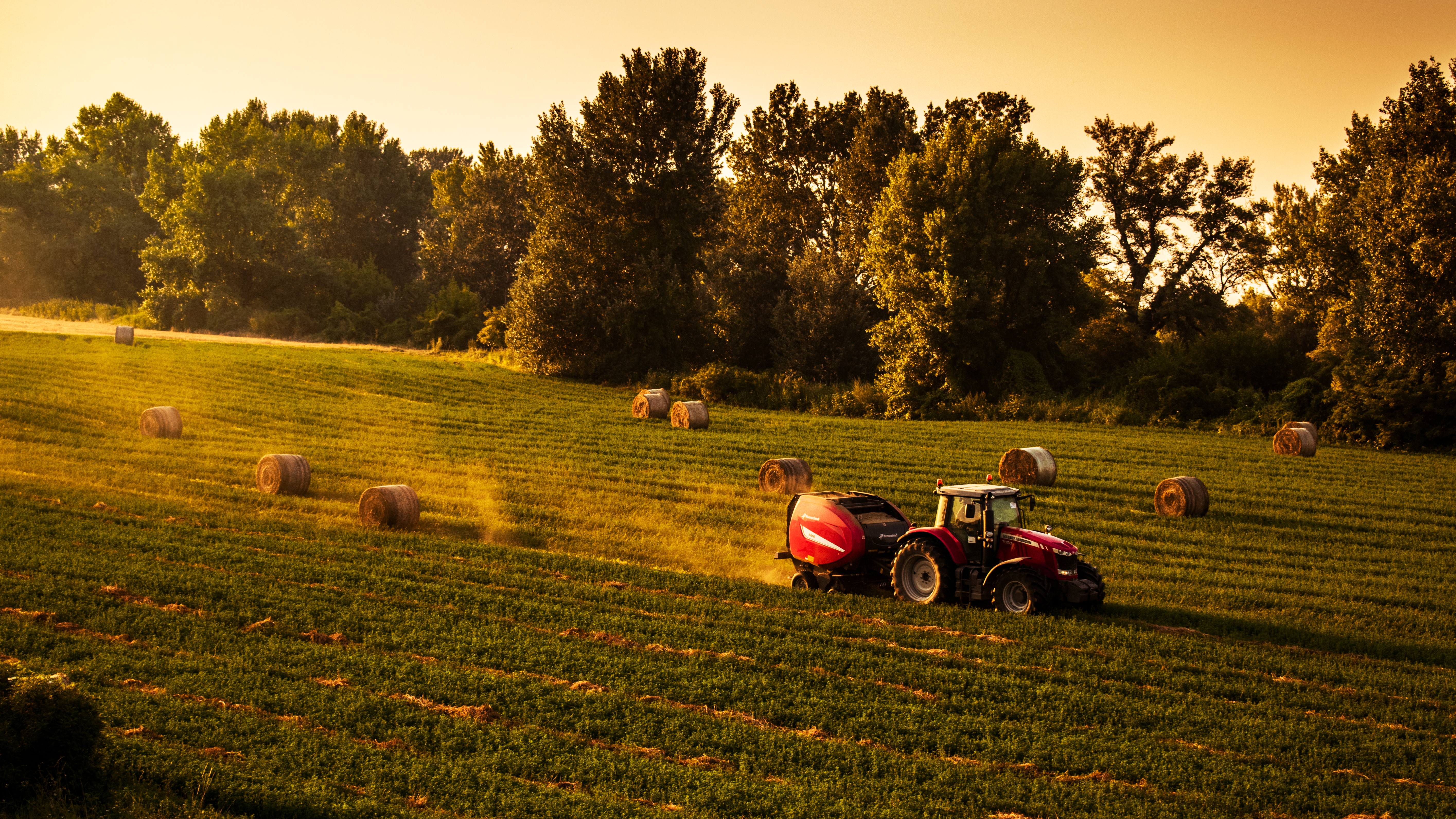 vehicle, Tractors, Dust, Sunset, Field Wallpaper