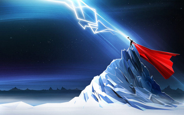 Thor, Lightning, Marvel Comics, Minimalism HD Wallpaper Desktop Background