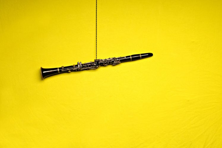 yellow background, Musical instrument, Minimalism, Flute, Clarinet HD Wallpaper Desktop Background