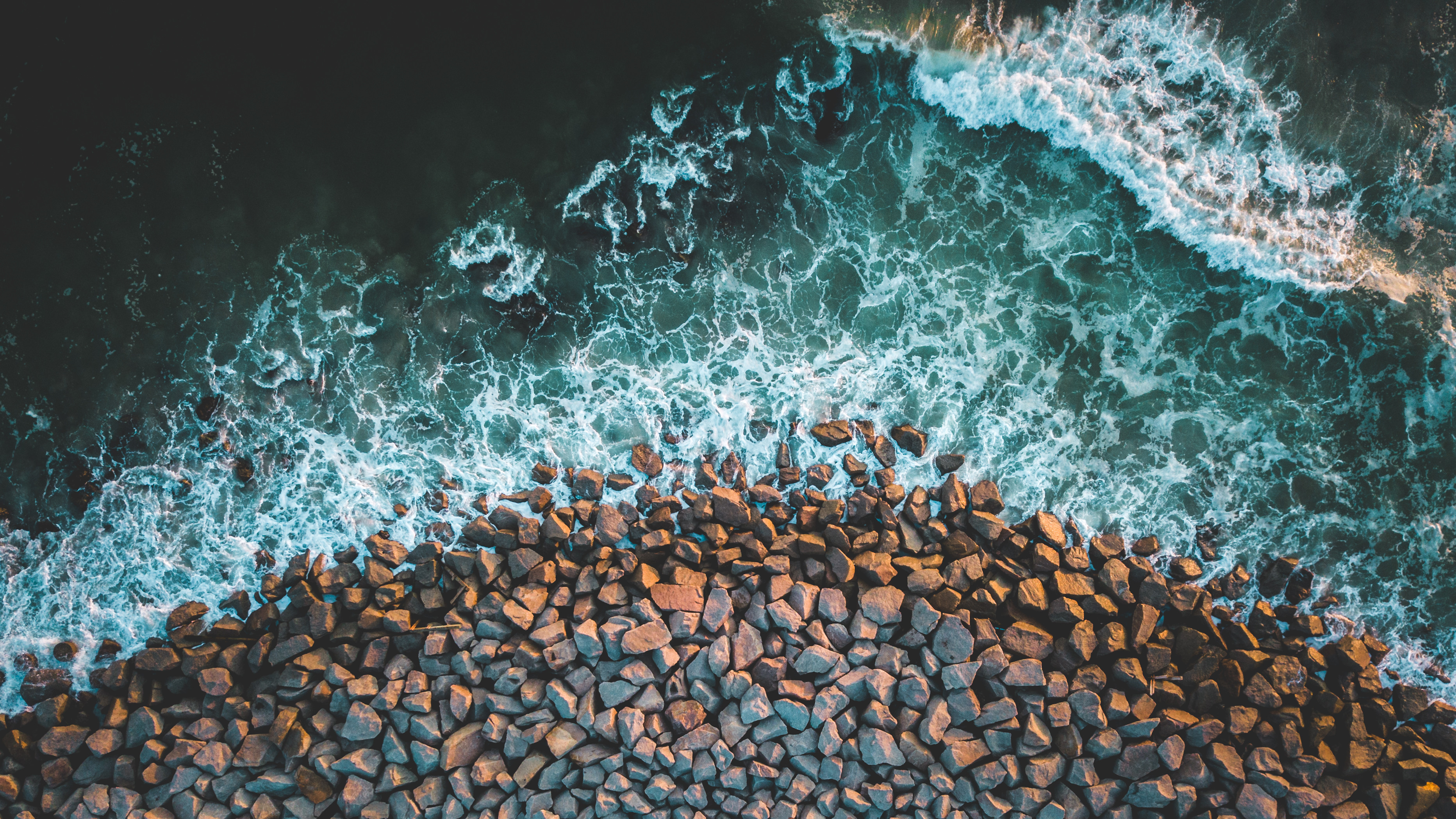sea, Waves, Nature, Rocks, Coastline, Depth of field Wallpaper