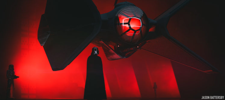 Darth Vader, Jason Battersby, Digital art, Concept art, Star Wars, TIE Fighter, Red HD Wallpaper Desktop Background