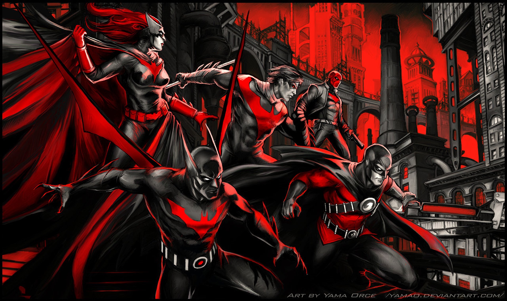 artwork, Fan art, Batman, Batwoman, Nightwing Wallpaper