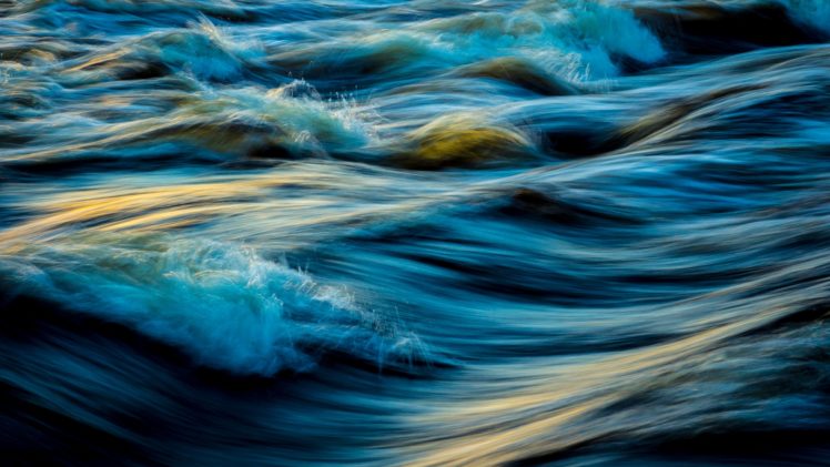 nature, Landscape, Sea, Waves, Blue, Long exposure, Reflection HD Wallpaper Desktop Background