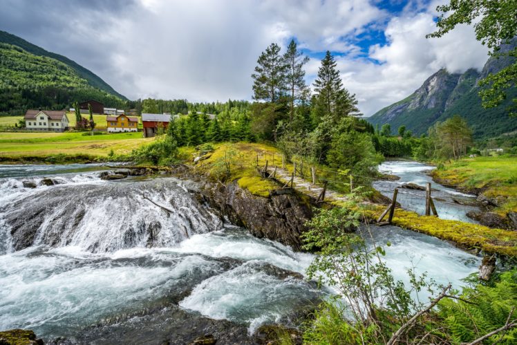 Norway, River, Green, Nature, Landscape HD Wallpaper Desktop Background