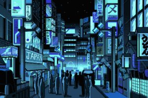 people, Japan, Pixel art, Street