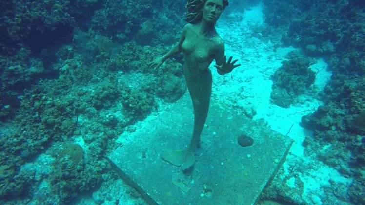 mermaids, Underwater, Statue, Sea, Water HD Wallpaper Desktop Background
