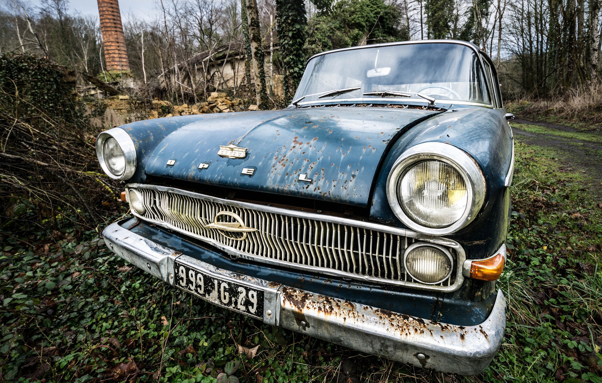 blue, Car, Oldtimer, Rust Wallpaper