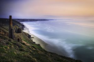 sea, Coast, Nature, Landscape, Ruin, Cornwall