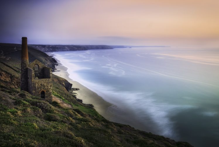 sea, Coast, Nature, Landscape, Ruin, Cornwall HD Wallpaper Desktop Background