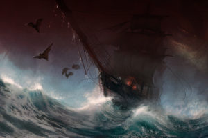 Joakim Ericsson, Digital art, Artwork, Ship, Sea, Bats