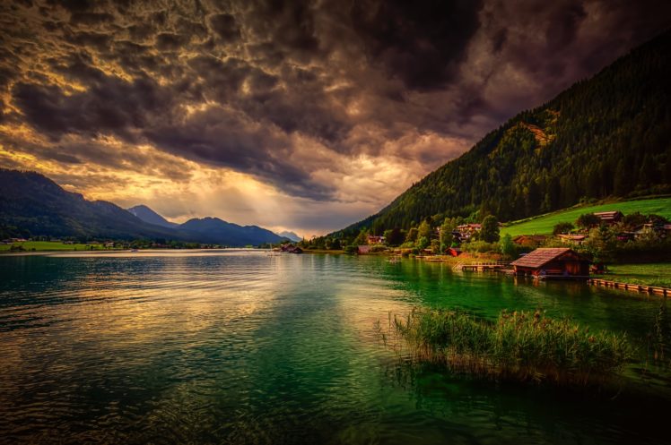 sky, Clouds, Water, Mountains, Landscape, Nature HD Wallpaper Desktop Background