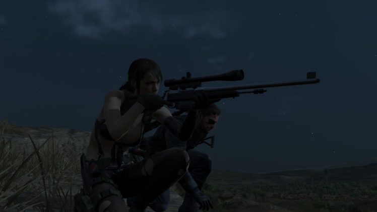 Quiet, Metal Gear Solid V: The Phantom Pain, Night, Snake, Big Boss, Screen shot HD Wallpaper Desktop Background