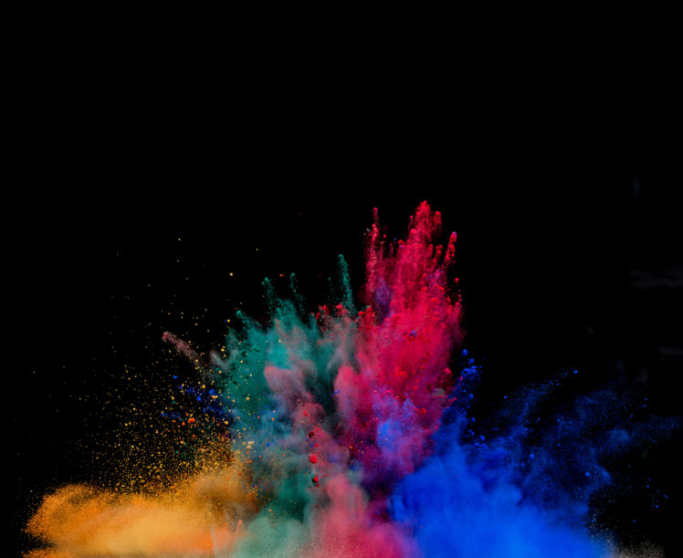 Colored Dust Explosion On Black Background HD Wallpaper Desktop Background