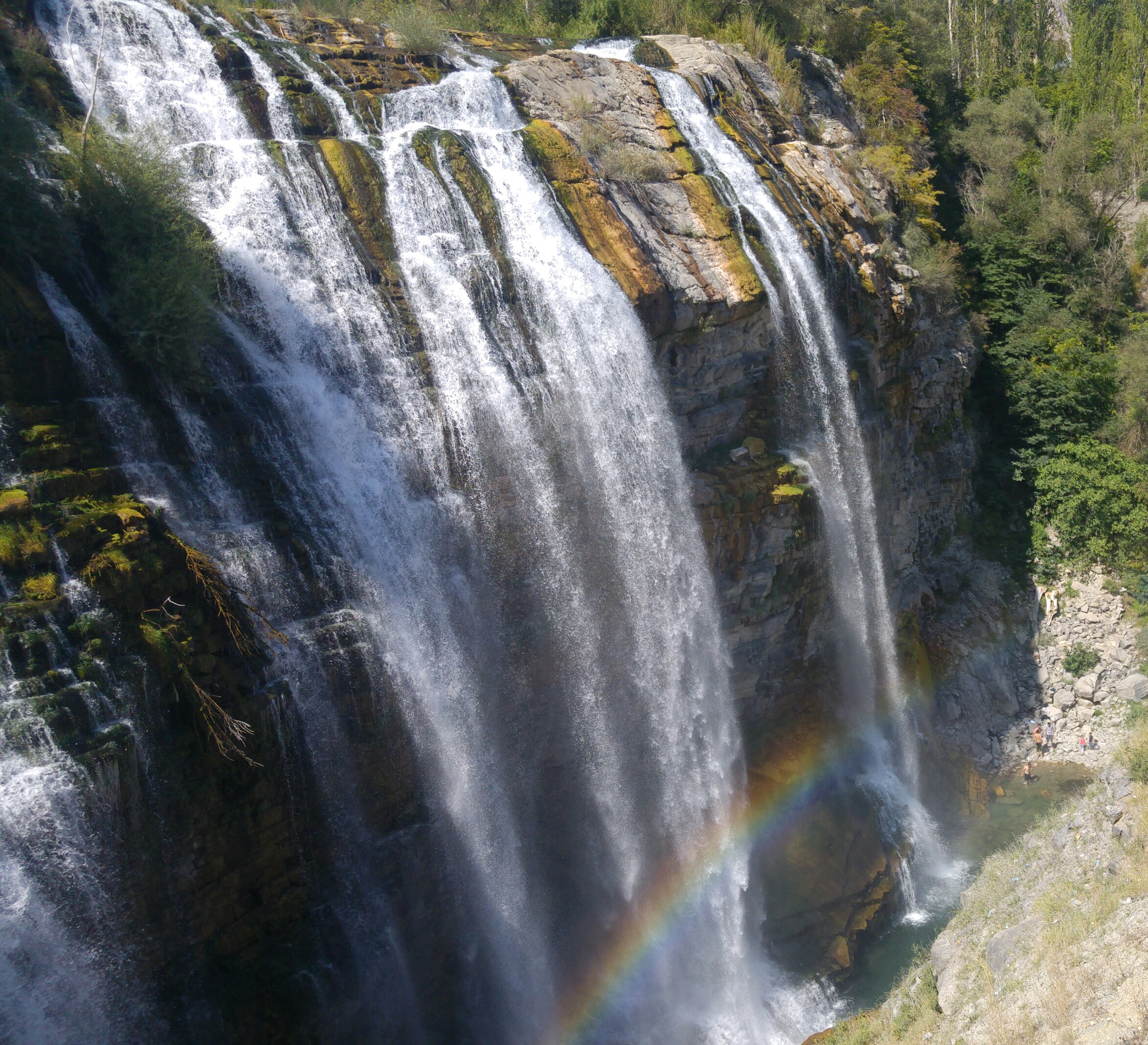 Tortum waterfall, Waterfall, Landscape, Water, Rainbows, Rock Wallpaper