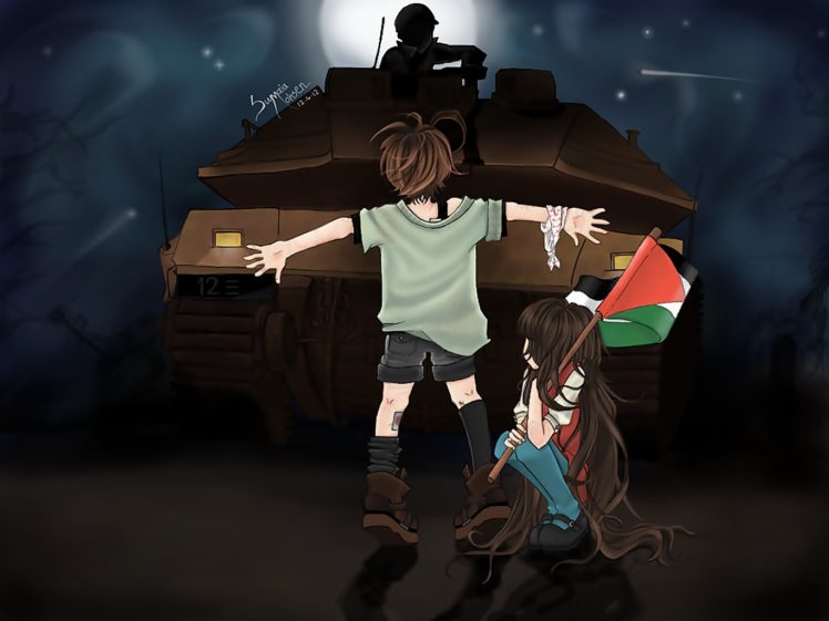 children, Palestine, Caricature, Tank, Flag HD Wallpaper Desktop Background