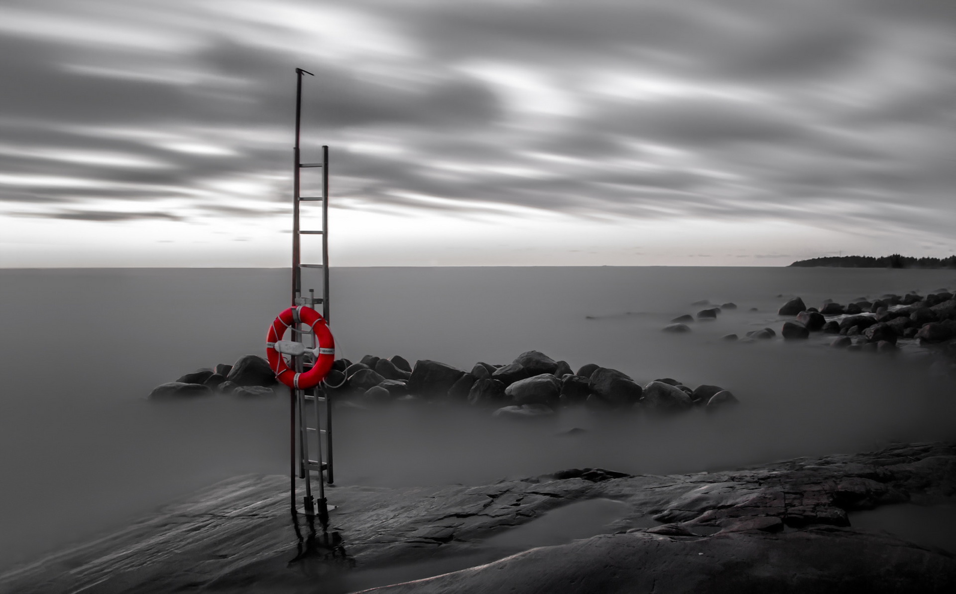 selective coloring, Sea, Sky, Horizon, Long exposure Wallpaper