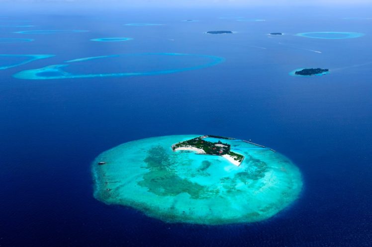 nature, Water, Island, Aerial view, Maldives HD Wallpaper Desktop Background