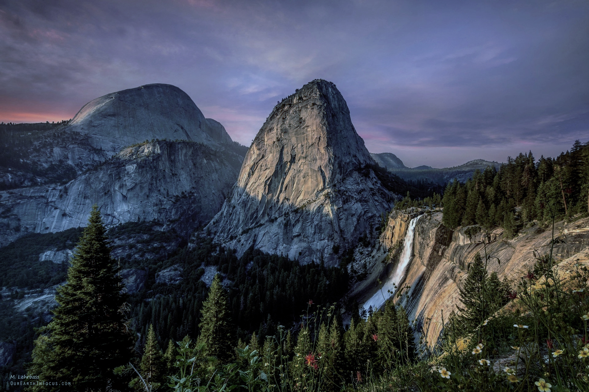 mountains, Trees, Waterfall Wallpaper