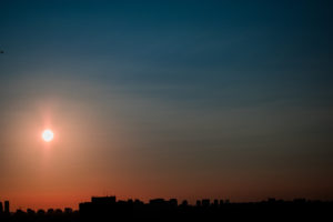sunset, Airplane, Sun, Sky, Cityscape